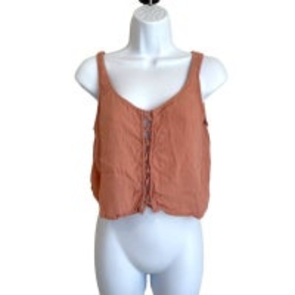 *Forever 21 Pink Lace Up Crop Top Tank Large Corset Summer